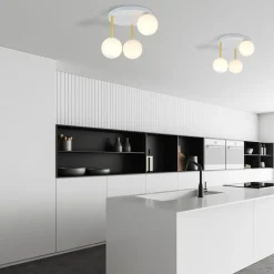 Deckenleuchten|Bürolampen*Emibig Deckenlampe Weiß Gold 3x E14 Glas Metall blendarm