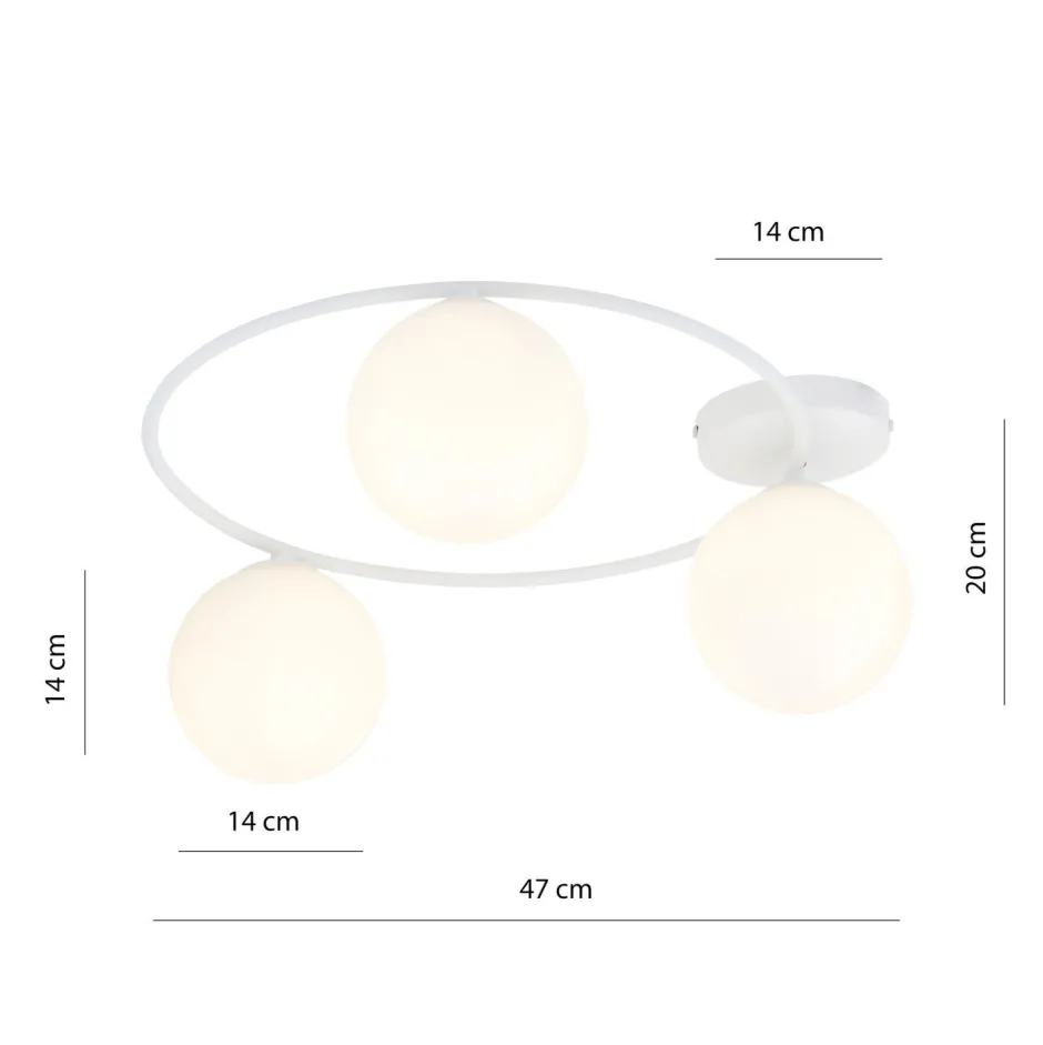 Emibig Deckenlampe Weiß H: 20 cm Ø 47 cm 3-flammig< Deckenleuchten|Flurlampen