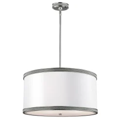 Deckenleuchten|Schlafzimmer Lampen*Elstead Deckenlampe Weiß Nickel rund 51 cm Seide Metall E27