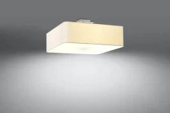 Deckenleuchten|Flurlampen*Sollux Deckenlampe Weiß quadratisch B: 45 cm Stoff Glas 5x E27