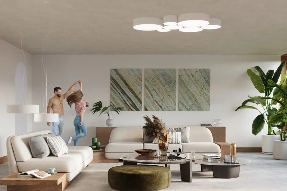 Sollux Deckenlampe Weiß rund Ø 55 cm 4x E27 blendarm Modern< Deckenleuchten|Flurlampen