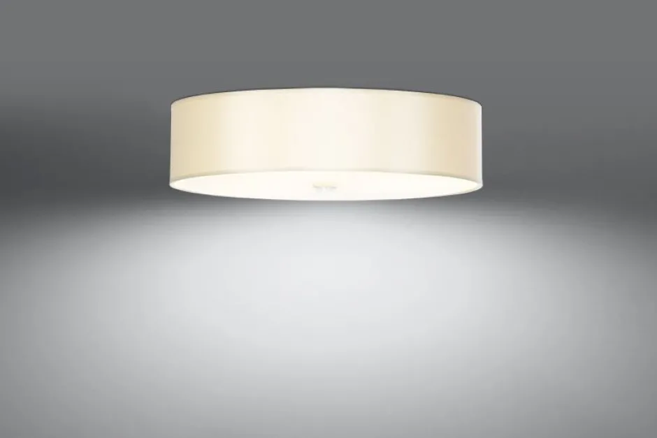 Sollux Deckenlampe Weiß Stoff Glas Ø 50 cm rund blendarm 5x E27< Deckenleuchten|Flurlampen