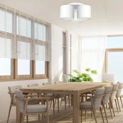 Luminex Deckenlampe Weiß Stoff Metall E27 rund Ø45 cm blendarm< Deckenleuchten|Flurlampen