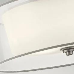 Elstead Deckenlampe Weiß Zinn antik Glas Leinen Metall CANELADO< Deckenleuchten|Bürolampen