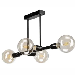 Deckenleuchten|Wohnzimmerlampen*Lamkur Deckenlampe Wohnzimmer Metall Schwarz für 8x E27