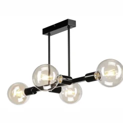 Deckenleuchten|Wohnzimmerlampen*Lamkur Deckenlampe Wohnzimmer Metall Schwarz für 8x E27