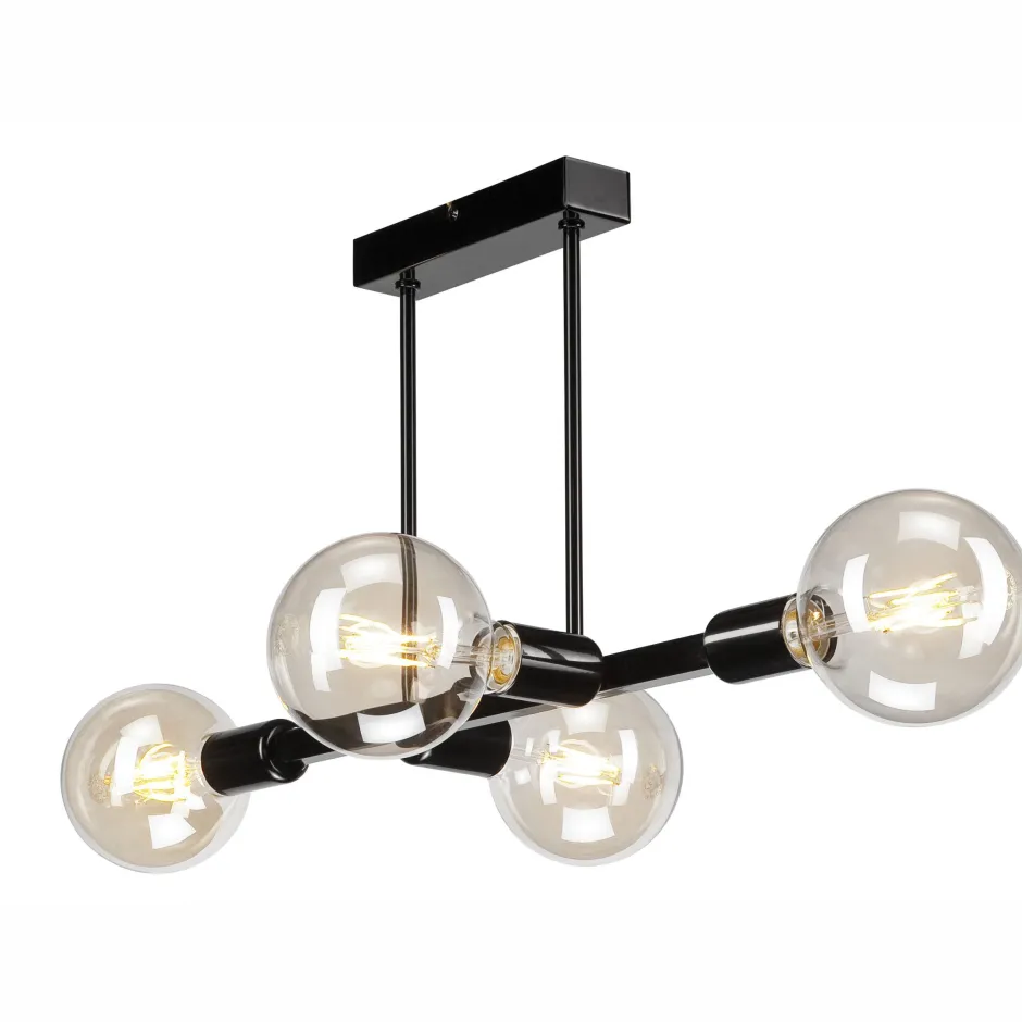 Deckenleuchten|Wohnzimmerlampen*Lamkur Deckenlampe Wohnzimmer Metall Schwarz für 8x E27