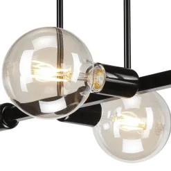 Deckenleuchten|Wohnzimmerlampen*Lamkur Deckenlampe Wohnzimmer Metall Schwarz für 8x E27