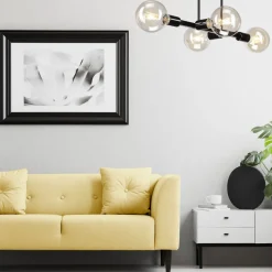 Deckenleuchten|Wohnzimmerlampen*Lamkur Deckenlampe Wohnzimmer Metall Schwarz für 8x E27