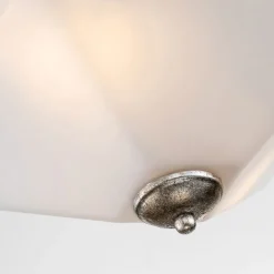 Deckenleuchten|Flurlampen*Elstead Deckenleichte Glas Metall B: 36,8 cm 2x E27 Silber antik Weiß