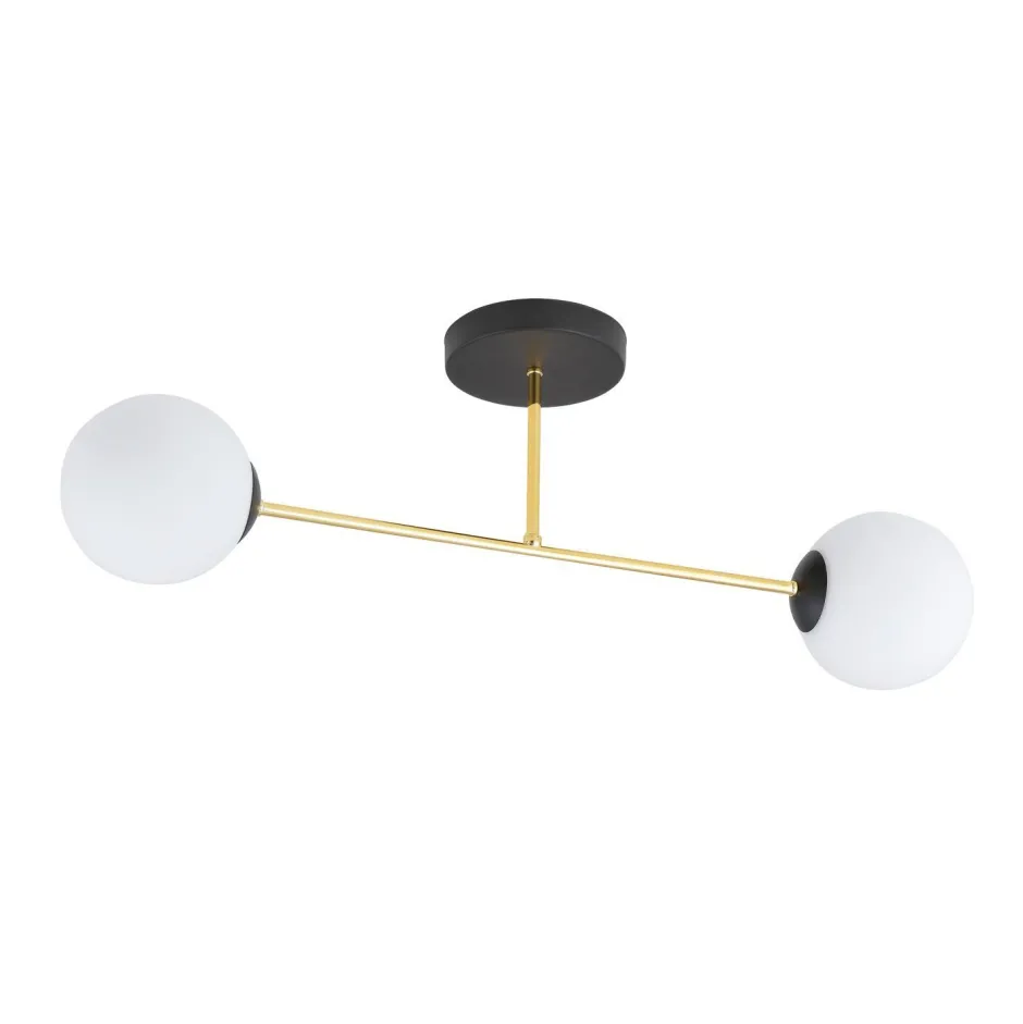 Emibig Deckenleuchte ALOISIO in Schwarz Weiß Gold 55 cm lang< Deckenleuchten|Flurlampen