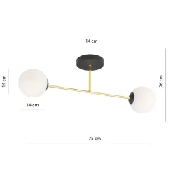 Emibig Deckenleuchte ALOISIO in Schwarz Weiß Gold 55 cm lang< Deckenleuchten|Flurlampen