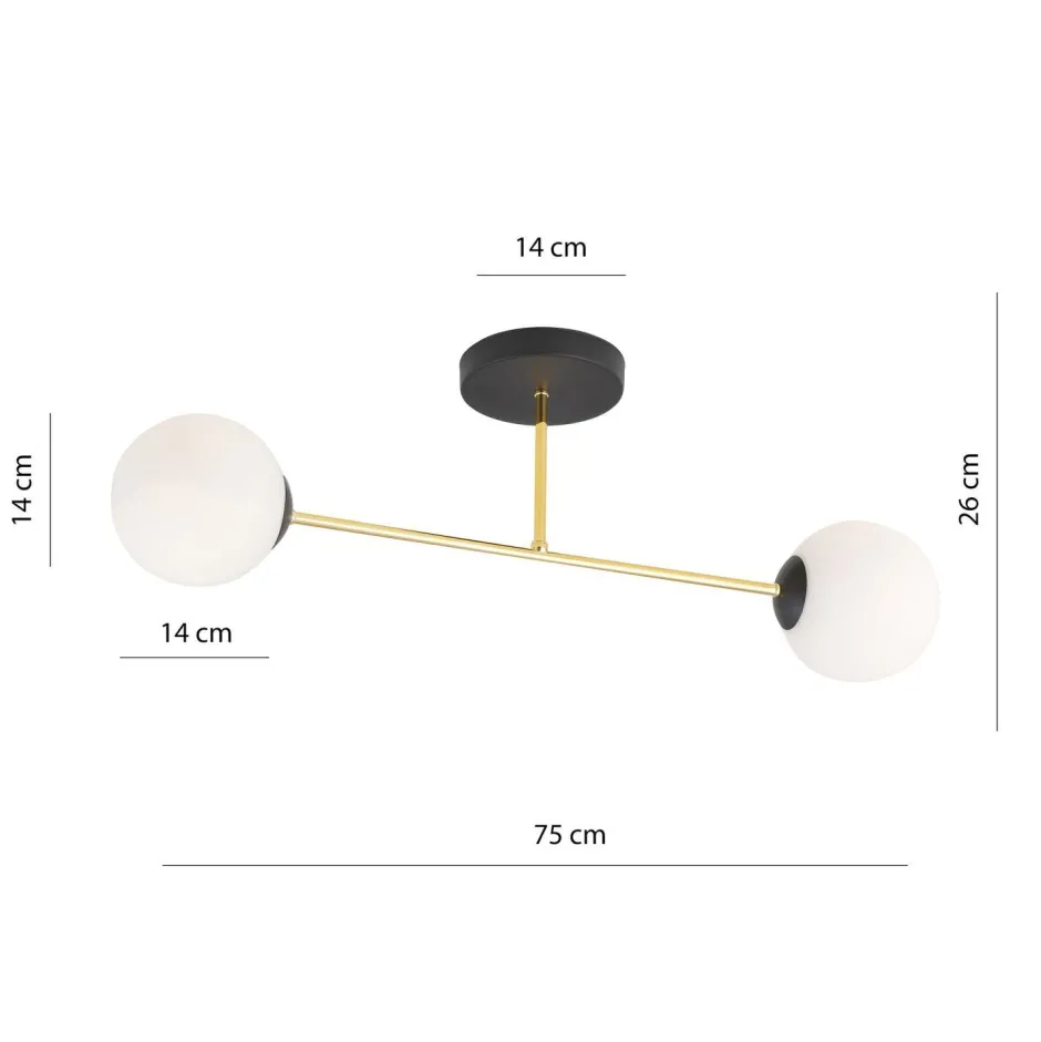 Emibig Deckenleuchte ALOISIO in Schwarz Weiß Gold 55 cm lang< Deckenleuchten|Flurlampen