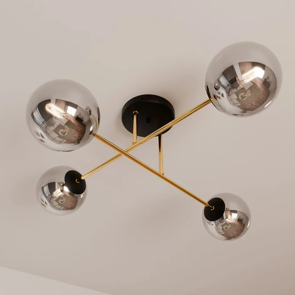 Emibig Deckenleuchte ANNETTA Metall Rauchglas Kugel Schirme< Deckenleuchten|Flurlampen