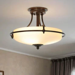 Glaslampen|Designerlampen*Elstead Deckenleuchte ASPERO Bronze Ø43cm Flur Lampe