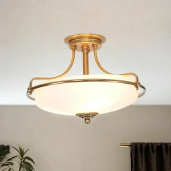 Elstead Deckenleuchte ASPERO Messing Jugendstil Lampe< Glaslampen|Jugendstil Lampen