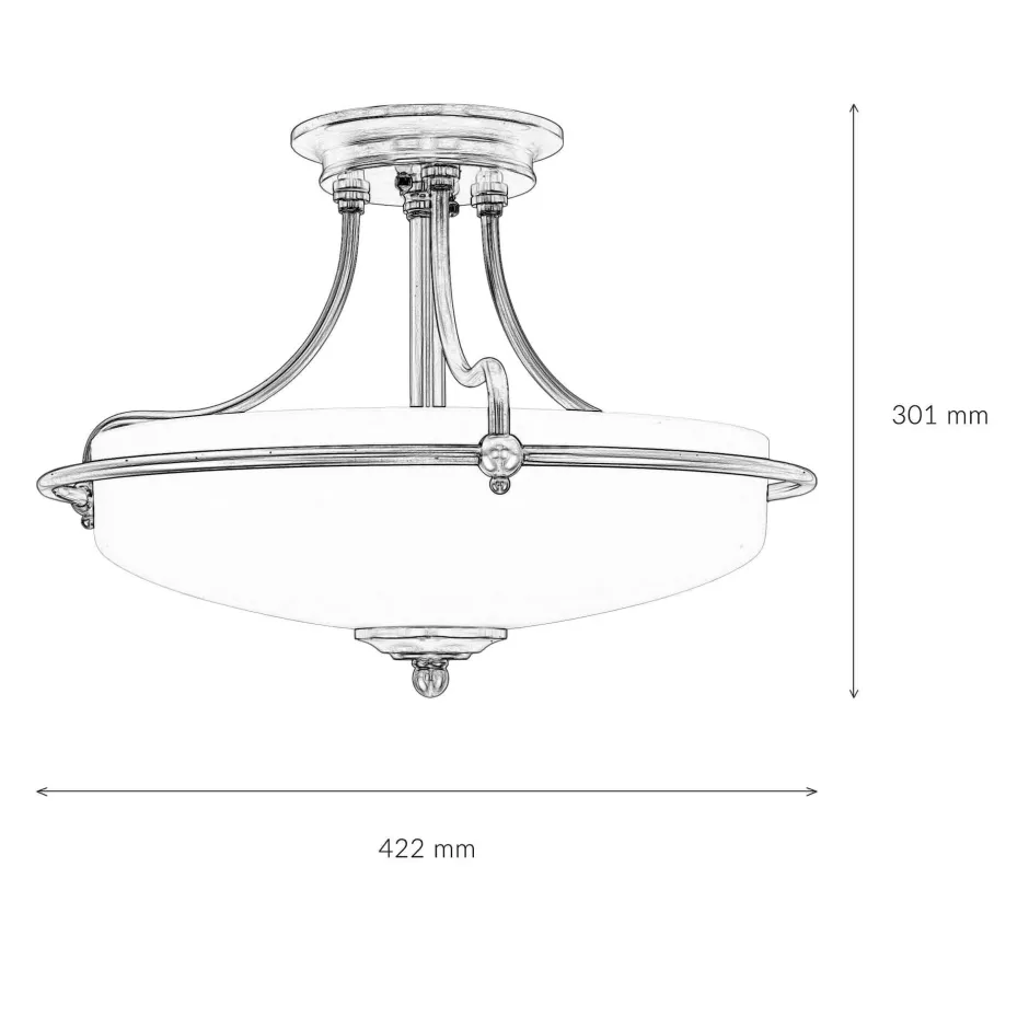 Elstead Deckenleuchte ASPERO Messing Jugendstil Lampe< Glaslampen|Jugendstil Lampen