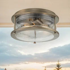 Metall Lampen|Vintage Lampen*Elstead Deckenleuchte außen Aluminium Glas B: 30,5 cm IP44 E27