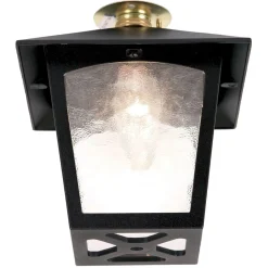 Elstead Deckenleuchte außen Schwarz Aluminium Glas IP44 FIENNES< Außenleuchten Antik|Gartenlaternen