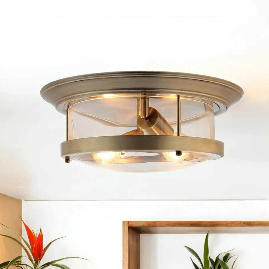 Easylight Deckenleuchte Bad IP44 E27 Ø 40 cm rund Glas Metall< Deckenleuchten|Flurlampen