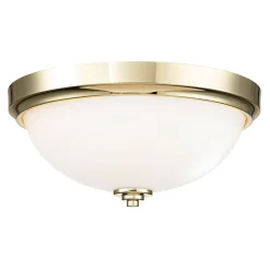 Deckenleuchten|Badezimmer Lampe*Elstead Deckenleuchte Bad rund Ø 33,5 cm IP44 Messing Weiß 2x E27