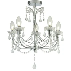 Searchlight Deckenleuchte Badezimmer Ø 48 cm Kristall Metall IP44< Esszimmer Lampen|Glaslampen