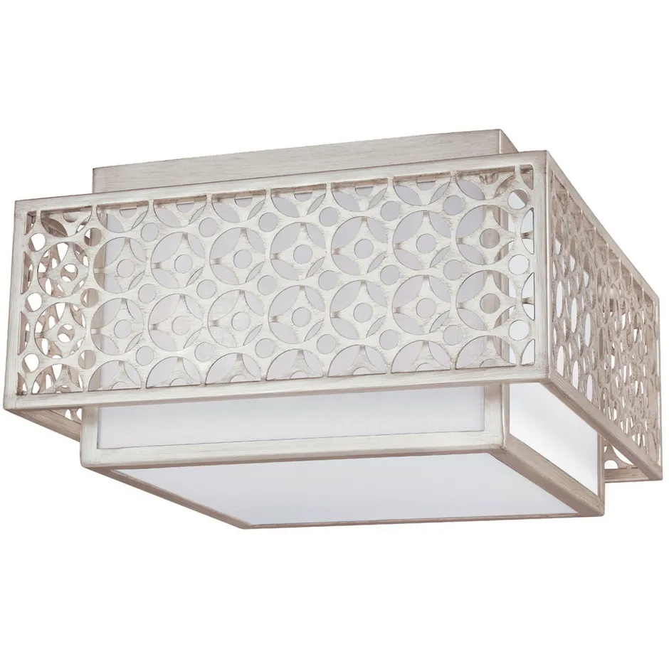 Elstead Deckenleuchte BIRO Weiß Silber Leinen Design Lampe< Deckenleuchten|Flurlampen