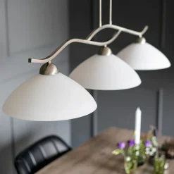 Deckenleuchten|Badezimmer Lampe*Steinhauer Deckenleuchte blendarm Metall Glas in Stahl Weiß 112 cm