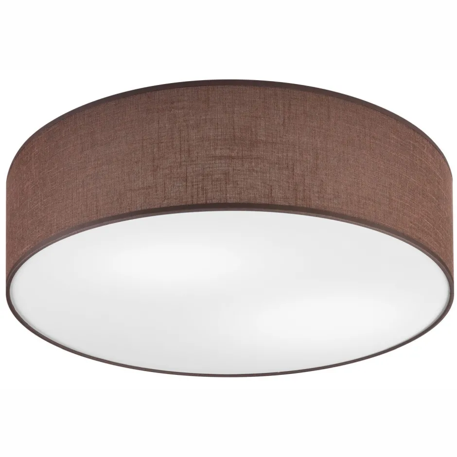 Deckenleuchten|Flurlampen*Lamkur Deckenleuchte Braun Ø 45 cm rund Stoff blendarm für 2x E27