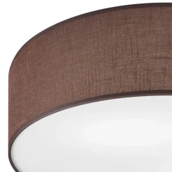 Deckenleuchten|Flurlampen*Lamkur Deckenleuchte Braun Ø 45 cm rund Stoff blendarm für 2x E27