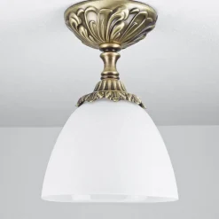 Giovanni Battista Deckenleuchte Bronze Hell Glasschirm Beatrice< Metall Lampen|Messinglampen