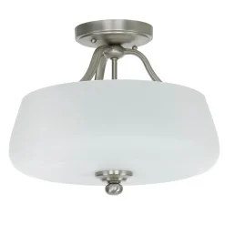 Elstead Deckenleuchte E27 Weiß Nickel Ø37cm Glas Metall< Glaslampen|Jugendstil Lampen