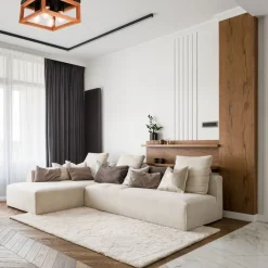 Lamkur Deckenleuchte eckig Rustikal Schwarz B: 30 cm Holz Metall< Deckenleuchten|Flurlampen