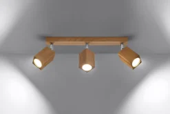 Sollux Deckenleuchte 3-flammig 45 cm lang Holz GU10 BASILEA< Holzlampen|Moderne Lampen