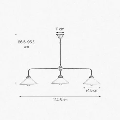 Giovanni Battista Deckenleuchte 3-flammig B: 114,5 cm Glas Messing E27< Glaslampen|Messinglampen