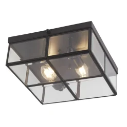 Deckenleuchten|Flurlampen*Searchlight Deckenleuchte 2-flammig E14 Schwarz matt Glas Metall