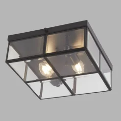 Deckenleuchten|Flurlampen*Searchlight Deckenleuchte 2-flammig E14 Schwarz matt Glas Metall