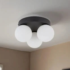 Deckenleuchten|Flurlampen*TK Lighting Deckenleuchte 3-flammig G9 Ø 23 cm Schwarz Weiß Glas Metall