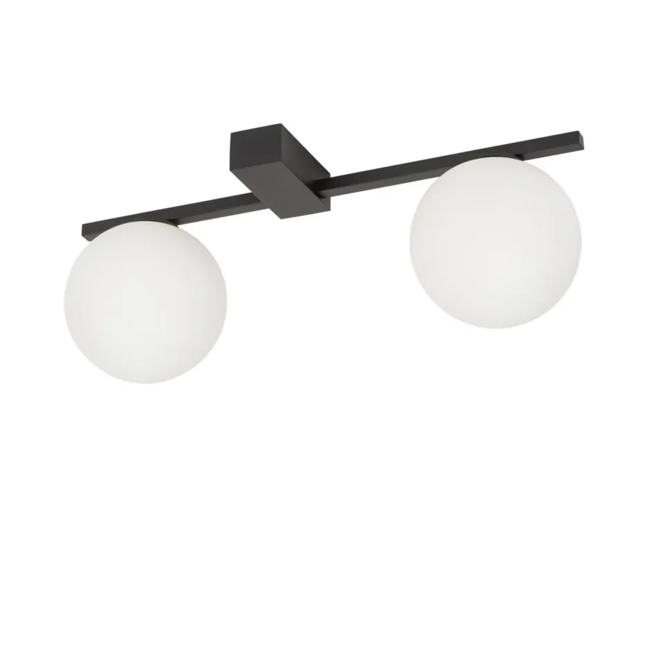 Nowodvorski Deckenleuchte 2-flammig G9 48 cm lang Schwarz Weiß Glas Kugel< Deckenleuchten|Flurlampen