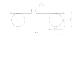 Nowodvorski Deckenleuchte 2-flammig G9 48 cm lang Schwarz Weiß Glas Kugel< Deckenleuchten|Flurlampen