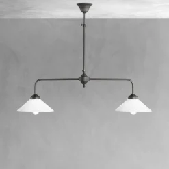 Deckenleuchten|Hängelampen*Giovanni Battista Deckenleuchte 2-flammig Messing Glas H: max. 89,5 cm E27