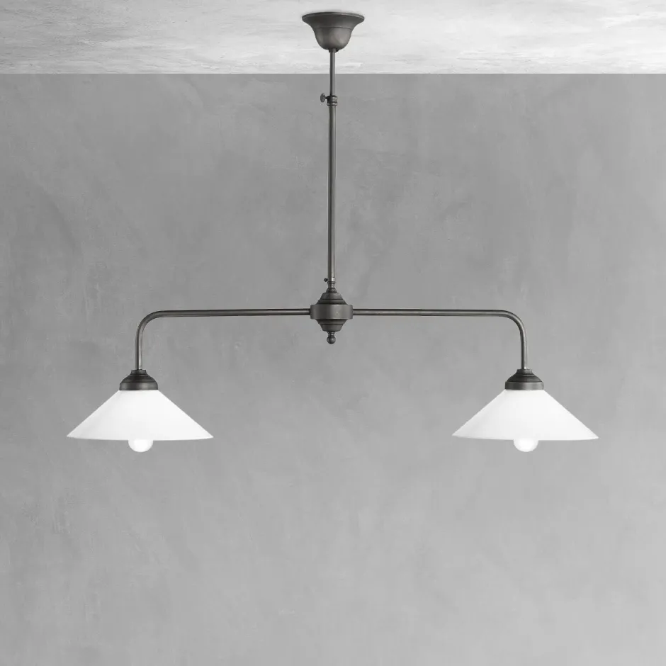 Deckenleuchten|Hängelampen*Giovanni Battista Deckenleuchte 2-flammig Messing Glas H: max. 89,5 cm E27