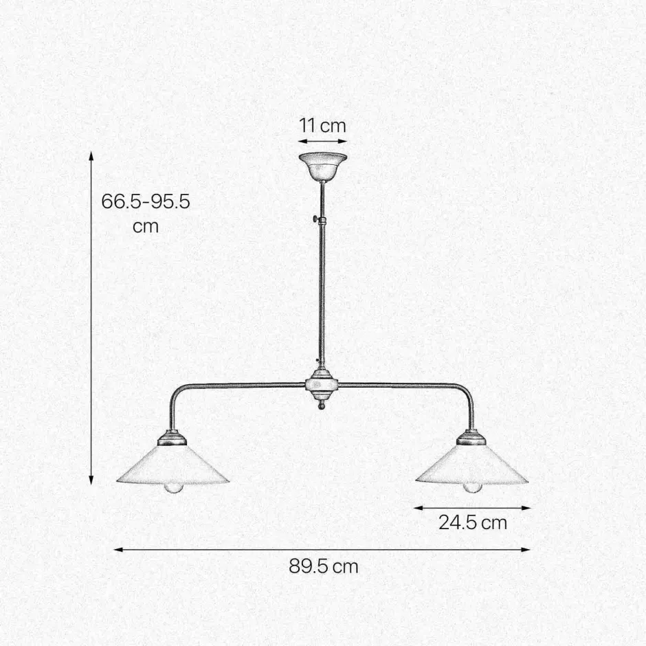 Deckenleuchten|Hängelampen*Giovanni Battista Deckenleuchte 2-flammig Messing Glas H: max. 89,5 cm E27