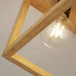 Searchlight Deckenleuchte 4-flammig Natur Schwarz E27 Holz Metall< Deckenleuchten|Flurlampen