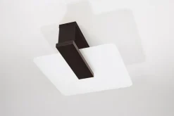 Sollux Deckenleuchte Glas Holz blendarm 2x E27 flach wohnlich< Wohnzimmerlampen|Glaslampen