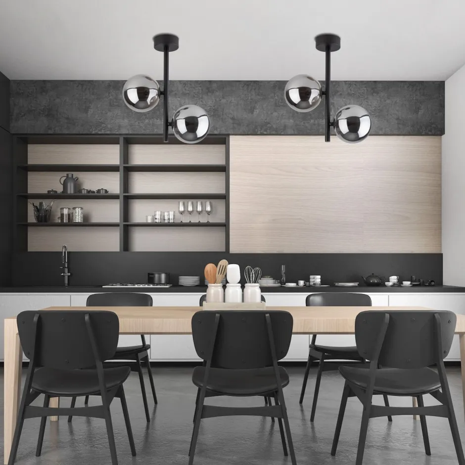 TK Lighting Deckenleuchte Glas Metall 2-flammig G9 Grau Schwarz< Deckenleuchten|Moderne Lampen