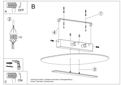 Flurlampen|Bürolampen*Sollux Deckenleuchte Glas Metall 45 cm lang Weiß Chrom 4x G9