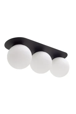 Flurlampen|Bürolampen*Belis Deckenleuchte Glas Metall E27 3-flammig Schwarz Weiß