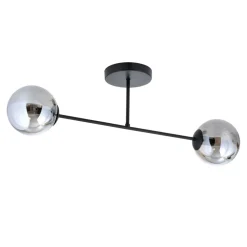 Emibig Deckenleuchte Glas Metall Grau Schwarz 55 cm 2x E14< Deckenleuchten|Flurlampen