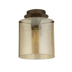 Flurlampen|Wohnzimmerlampen*Searchlight Deckenleuchte Glas Metall in Mokka Bernstein L:22 cm